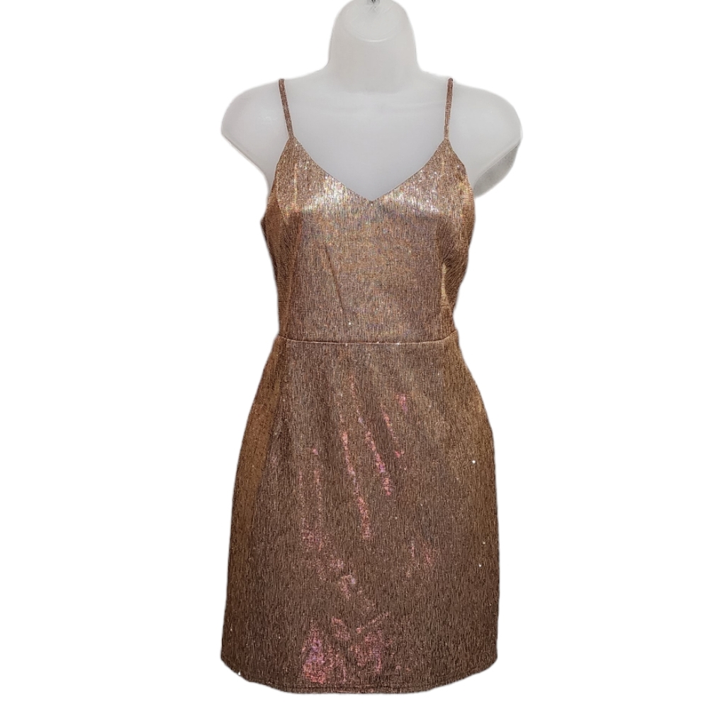 Lulus Gold Champagne Mini Dress XL